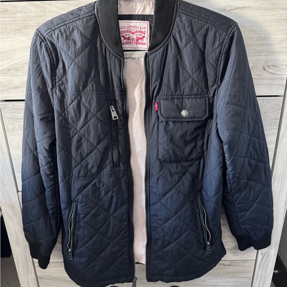 Levi's Black Bomber Jacket Quilted Lightweight - Picture 1 of 3